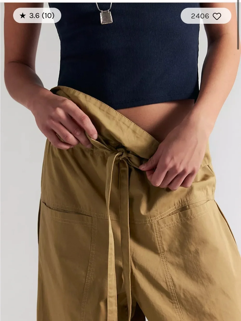 Free People NEW Paperbag Waist Pants in Tan